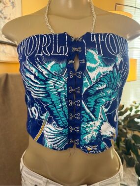 NWT Fashion Nova "Back Stage Pass" Graphic Corset Tube Top - Size S